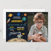 ロケットアドベンチャー誕生日招待状と写真 招待状 (正面/裏面)