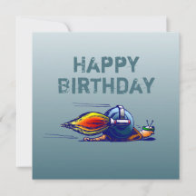 ロケットカタツムリのフラット誕生日カード