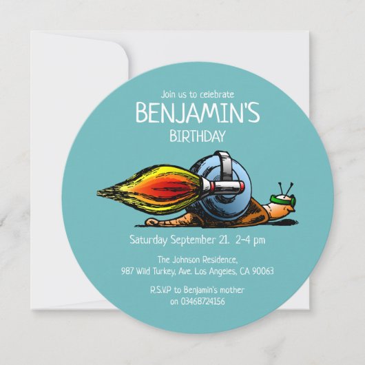 ロケットカタツムリ誕生日招待状 招待状 (正面)