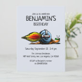 ロケットカタツムリ誕生日招待状 招待状 (スタンド正面)