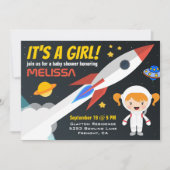 ロケットガール宇宙ベビーシャワー招待状 招待状 (正面)