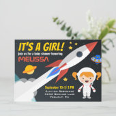 ロケットガール宇宙ベビーシャワー招待状 招待状 (スタンド正面)
