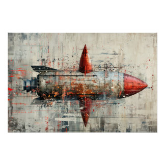 ロケットグランジをバックグラウンドでヴィンテージスタイル。 ポスター