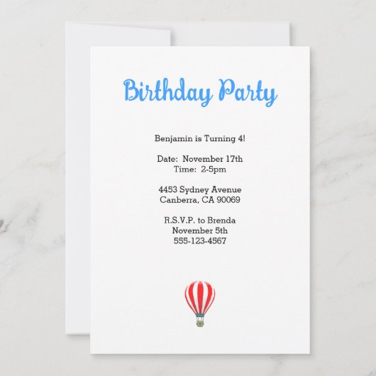 ロケットコアラベア 招待状 (裏面)