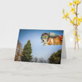 ロケットコーギ誕生日カード カード (黄色い花)