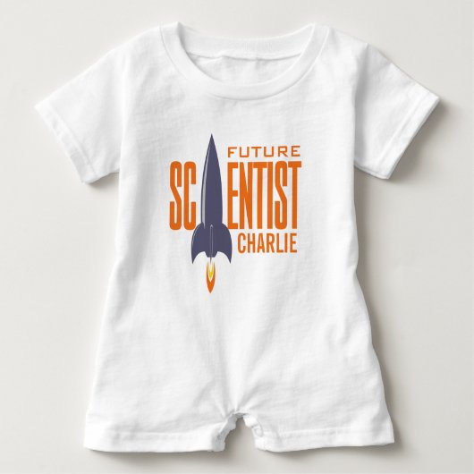 ロケットサイエンティスト名前をカスタムするベビー服 ベビーボディスーツ (正面)