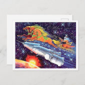 ロケットサンタソヴィンテージ新年の休日 ポストカード (正面/裏面)