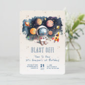 ロケットシップ発射！1歳誕生日 招待状 (スタンド正面)