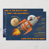 ロケットシップ誕生日招待状 招待状 (正面/裏面)