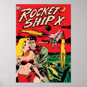 ロケットシップX ビンテージSFコミックブックカバー ポスター