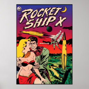 ロケットシップX ビンテージSFコミックブックカバー ポスター