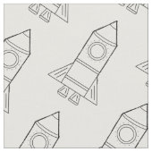 ロケットスケッチ白黒パターン ファブリック (クローズアップ)