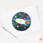 ロケットスター宇宙誕生日 ラウンドシール (封筒)