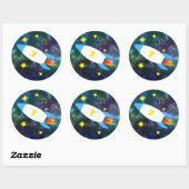 ロケットスター宇宙誕生日 ラウンドシール (シート)