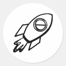 ロケットス飛んでいるケッチパターン丸ステッカー ラウンドシール