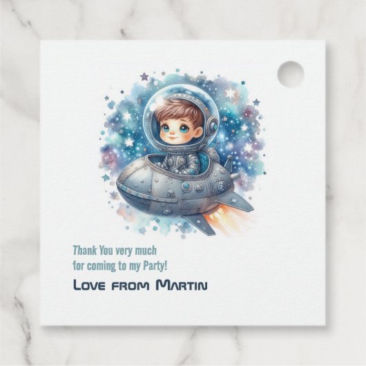 ロケットトドラー宇宙をテーマにした誕生日パーティー フェイバータグ (裏面)