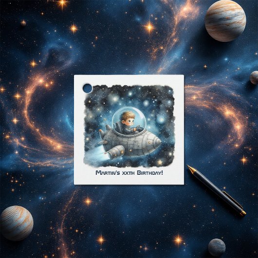 ロケットトドラー宇宙をテーマにした誕生日パーティー フェイバータグ