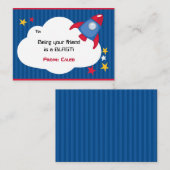 ロケットバレンタインカード – ボーイズ宇宙 ノートカード (正面/裏面)