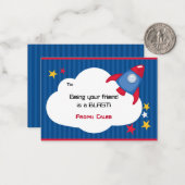 ロケットバレンタインカード – ボーイズ宇宙 ノートカード (正面/裏面インサイチュ)