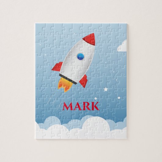 ロケットパズルと子供の名前。 ジグソーパズル (縦)