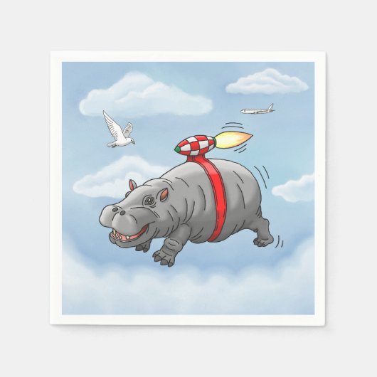 ロケットヒッポ誕生日 スタンダードカクテルナプキン (正面)