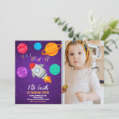 ロケットブラストオフ誕生日招待状と写真 招待状 (スタンド正面)