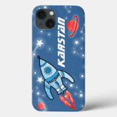 ロケットブルー赤の名前タフiphone宇宙ケース Case-Mate iPhoneケース (裏面)