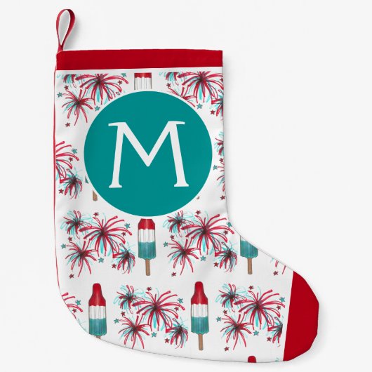 ロケットポップ・アートのポプシクル花火7月4日 スモールクリスマスストッキング (正面)