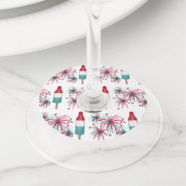 ロケットポップ・アートのポプシクル花火7月4日 ワイングラスタグ