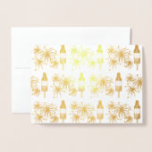 ロケットポップ・アートの花火ポップス7月4日お祝い 箔カード (封筒付き正面)