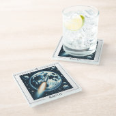 ロケットムーン宇宙モノグラム ガラスコースター (アングル)