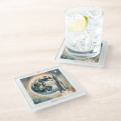 ロケットムーン宇宙モノグラム ガラスコースター (アングル)