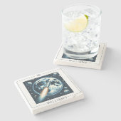 ロケットムーン宇宙モノグラム ストーンコースター (横)