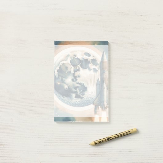 ロケットムーン宇宙 ポストイット (デスク上)