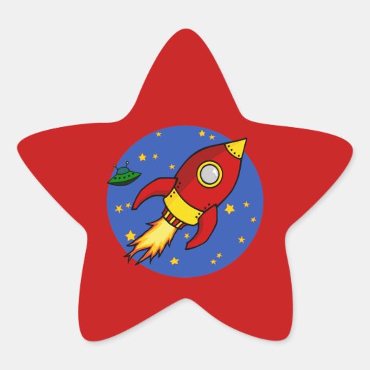 ロケットレッドイエロースターステッカー 星シール (正面)