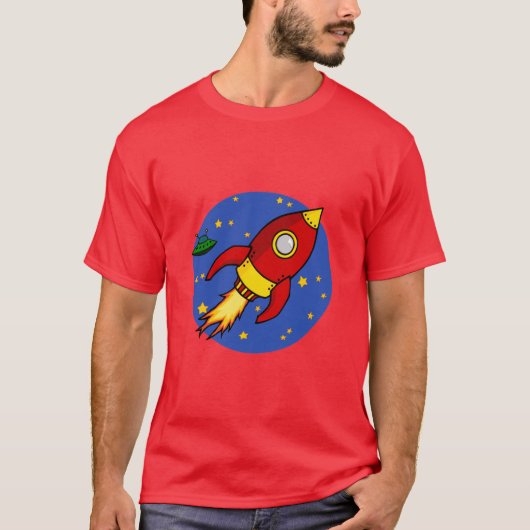 ロケットレッドイエローメンズTシャツ Tシャツ (正面)