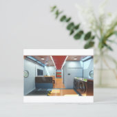 ロケットロッジ3Dインテリアリビングクールズハガキ ポストカード (スタンド正面)