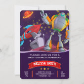 ロケットロボット宇宙ベビーシャワー招待状 招待状 (正面)