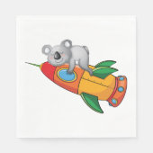 ロケット上の眠るコアラカラフルン スタンダードランチョンナプキン (正面)