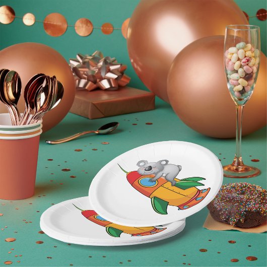 ロケット上の眠るコアラカラフルン ペーパープレート