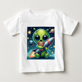 ロケット付きエイリアン ベビーTシャツ