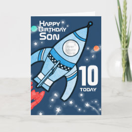 ロケット写真ソン10歳誕生日男子カード カード