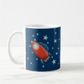 ロケット及び星のかわいく赤いマグ コーヒーマグカップ (左)