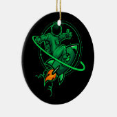 ロケット土星のアートワークのまわりにに搭乗する宇宙飛行士 | セラミックオーナメント (右)