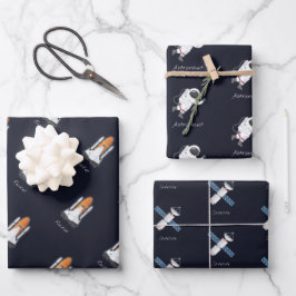 ロケット太陽のシステム宇宙飛行士衛星3ピース ラッピングペーパーシート