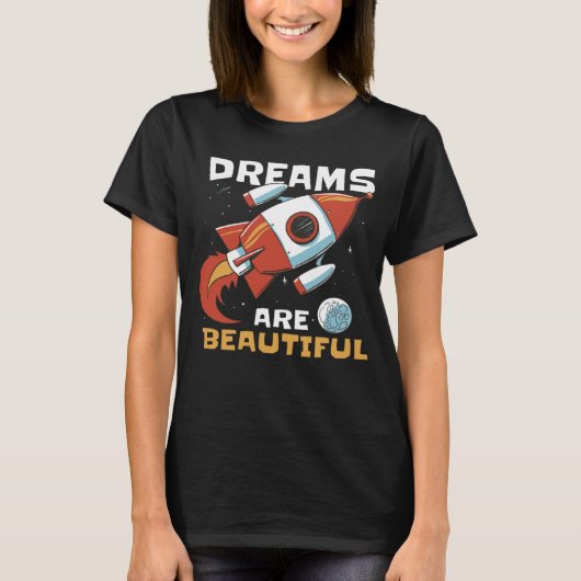 ロケット宇宙が若い世代への恒星の道を夢インスパイアに見る Tシャツ (正面)