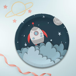 ロケット宇宙の誕生日パーティー ペーパープレート