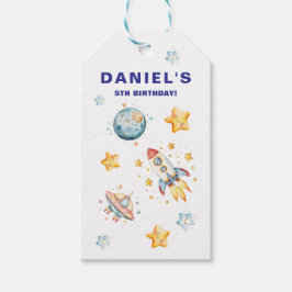ロケット宇宙テーマのカスタム誕生日パーティー ギフトタグ