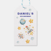 ロケット宇宙テーマのカスタム誕生日パーティー ギフトタグ (裏面)