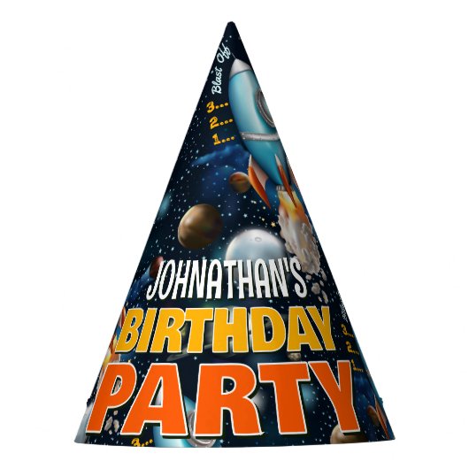 ロケット宇宙冒険の誕生日 パーティーハット (正面)